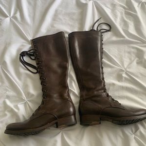 Frye tall lace up boots